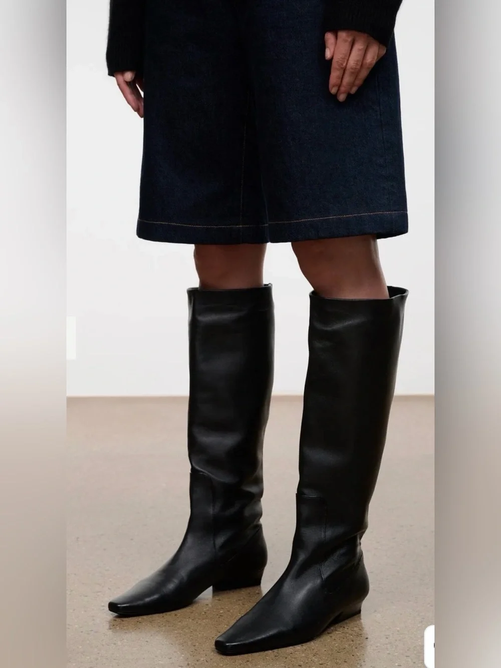 STAUD Wally black flat boots, size 39.